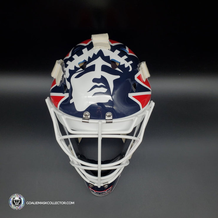 Mike Richter Ed Cubberly Goalie Mask Game Worn By Jon Hillebrandt AHL Refurbished Signed by Mike Richter And Jon Hillebrandt - AS-02320