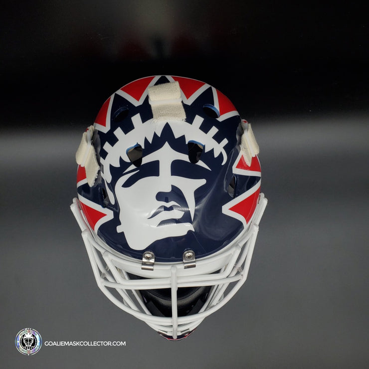Mike Richter Ed Cubberly Goalie Mask Game Worn By Jon Hillebrandt AHL Refurbished Signed by Mike Richter And Jon Hillebrandt - AS-02320