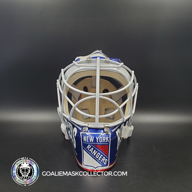 Mike Richter Goalie Mask Game Ready New York Rangers 1999-2000 Bauer Pros Choice Dom Malerba Shell Painted By Ron Slater