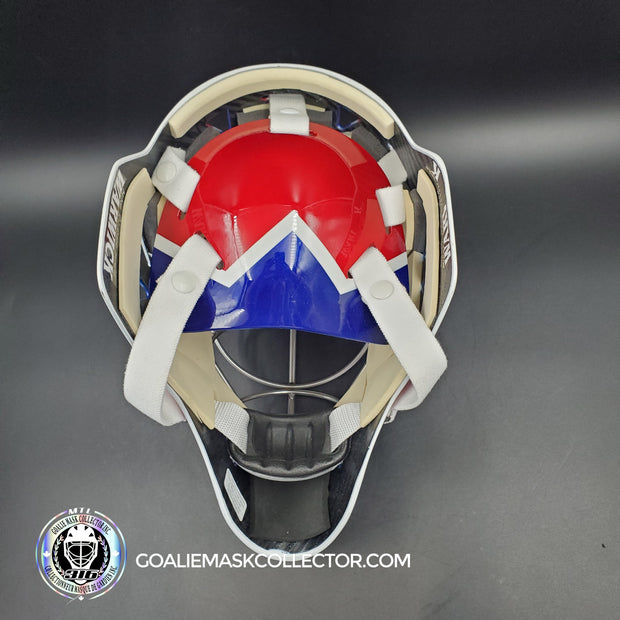 Mike Richter Goalie Mask Game Ready New York Rangers 2002-03 Made by Gary Warwick Painted By Ron Slater