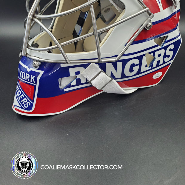 Mike Richter Goalie Mask Game Ready New York Rangers 2002-03 Made by Gary Warwick Painted By Ron Slater