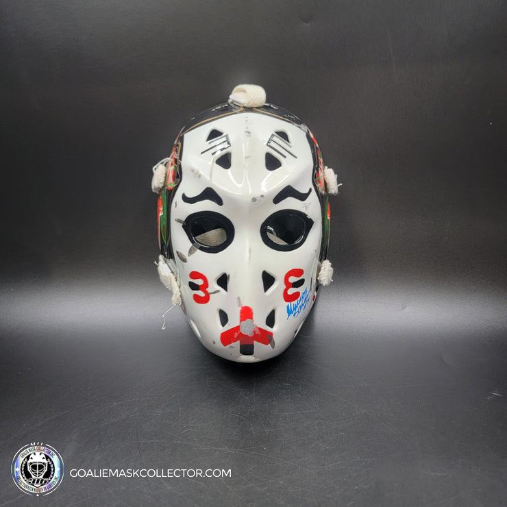 Murray Bannerman Signed Goalie Mask Vintage Chicago V2 Game Worn Look Signature Edition