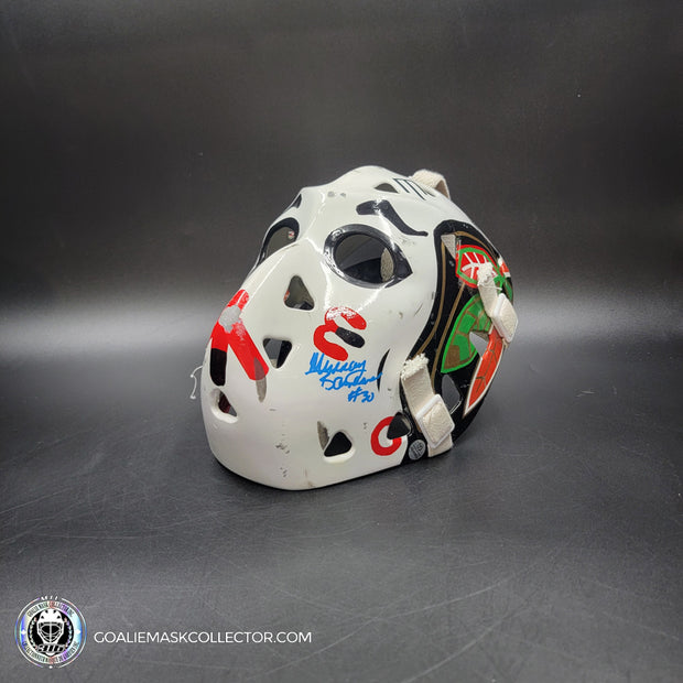 Murray Bannerman Signed Goalie Mask Vintage Chicago V2 Game Worn Look Signature Edition