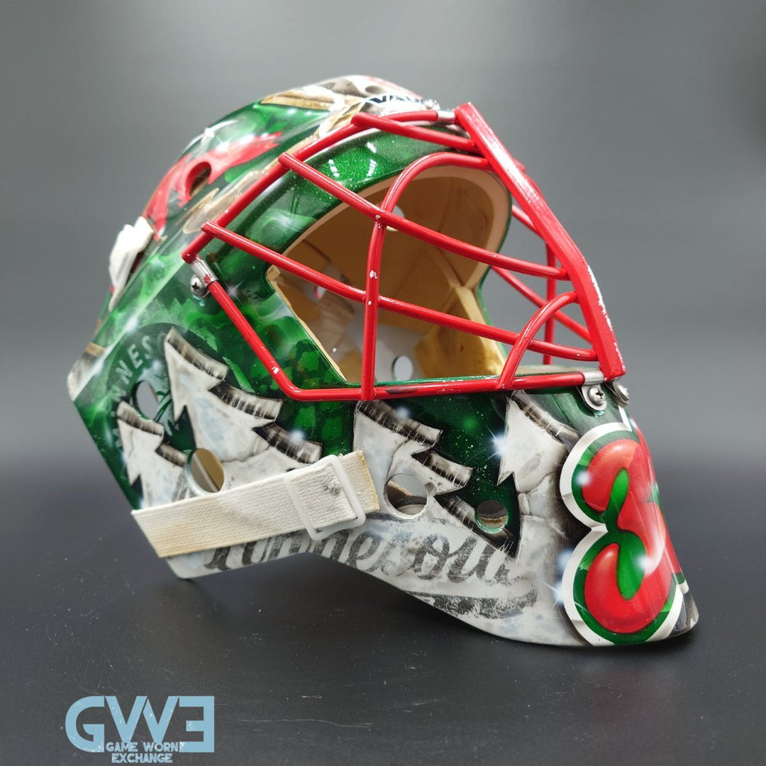 Niklas Backstrom Game Worn Goalie Mask 2014-15 Minnesota Wild "Wild Instincts Part II" By DaveArt and Dom Malerba Photo-Matched AS-03407-SOLD