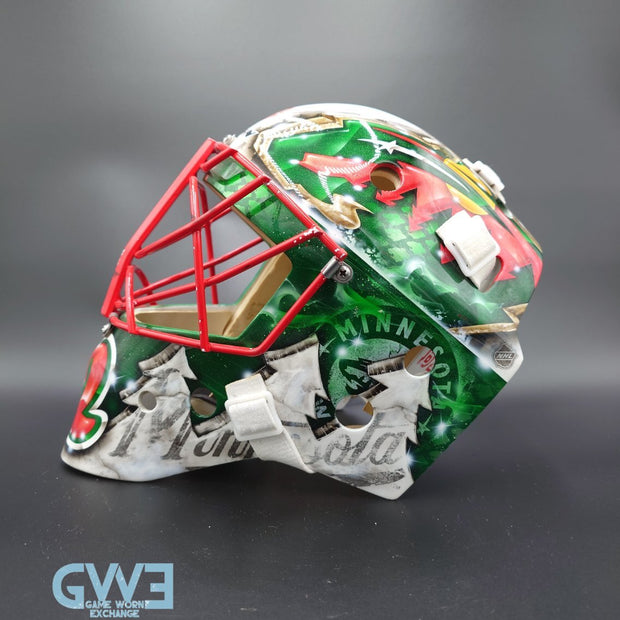 Niklas Backstrom Game Worn Goalie Mask 2014-15 Minnesota Wild "Wild Instincts Part II" By DaveArt and Dom Malerba Photo-Matched AS-03407