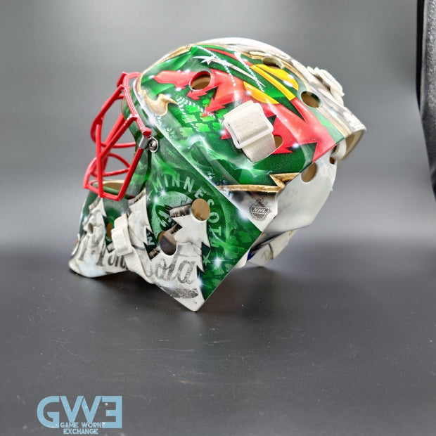Niklas Backstrom Game Worn Goalie Mask 2014-15 Minnesota Wild "Wild Instincts Part II" By DaveArt and Dom Malerba Photo-Matched AS-03407