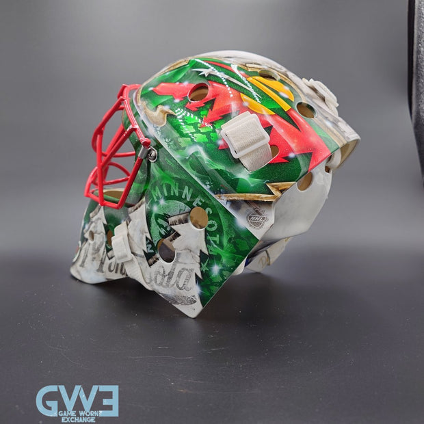 Niklas Backstrom Game Worn Goalie Mask 2014-15 Minnesota Wild "Wild Instincts Part II" By DaveArt and Dom Malerba Photo-Matched AS-03407