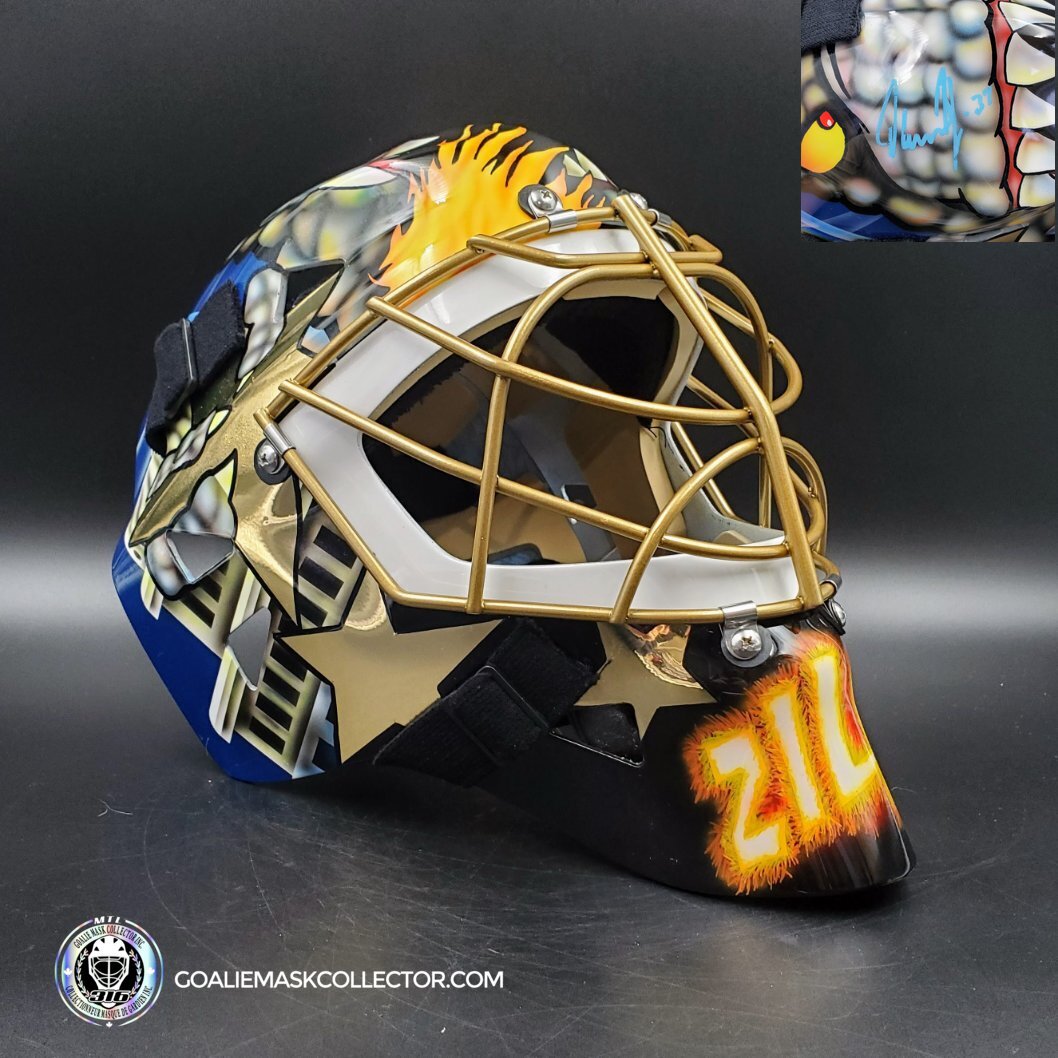 Olaf Kolzig Signed Goalie Mask Washington V2 2002 Godzilla Signature Edition. Goalie Mask Collector.
