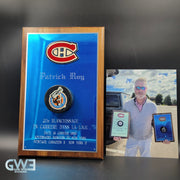 Patrick Roy Plaque Award Puck Game Used 1993 Montreal Canadiens Signed 20th Career Shutout AS-03202
