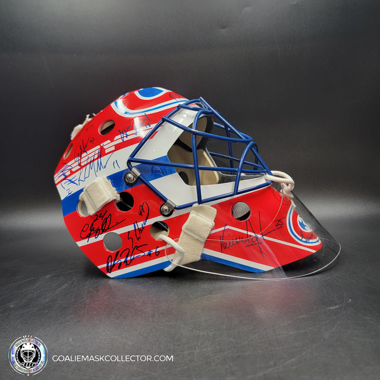Patrick Roy Signed Goalie Mask Full Team Montreal Canadiens 1993 Stanley Cup Winning Team Autographed Premium + Added Autographs AS-03352