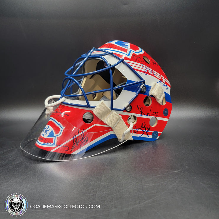 Patrick Roy Signed Goalie Mask Full Team Montreal Canadiens 1993 Stanley Cup Winning Team Autographed Premium + Added Autographs AS-03352