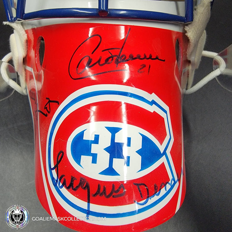 Patrick Roy Signed Goalie Mask Full Team Montreal Canadiens 1993 Stanley Cup Winning Team Autographed Premium + Added Autographs AS-03352