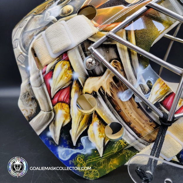 Pekka Rinne Goalie Mask Game Worn 2014-15 Nashville Predators "General Maximus" Vezina Nominee Season Painted by Daveart on Bauer Shell Photo-matched