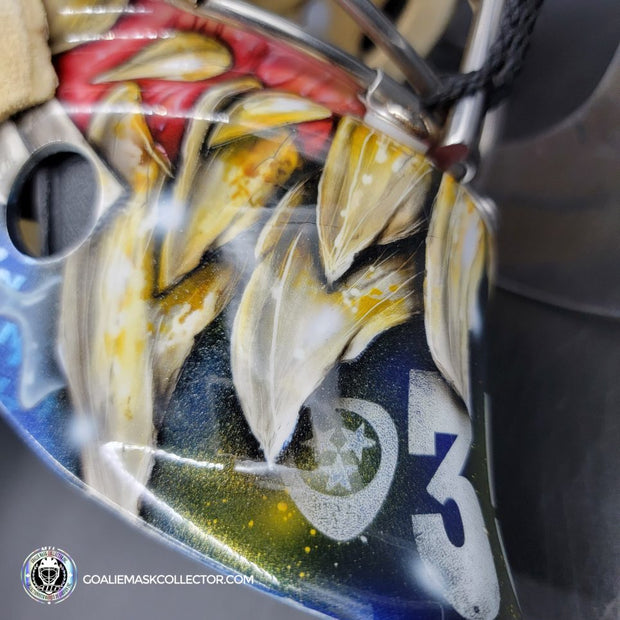 Pekka Rinne Goalie Mask Game Worn 2014-15 Nashville Predators "General Maximus" Vezina Nominee Season Painted by Daveart on Bauer Shell Photo-matched