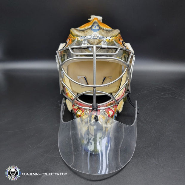 Pekka Rinne Goalie Mask Game Worn 2014-15 Nashville Predators "General Maximus" Vezina Nominee Season Painted by Daveart on Bauer Shell Photo-matched