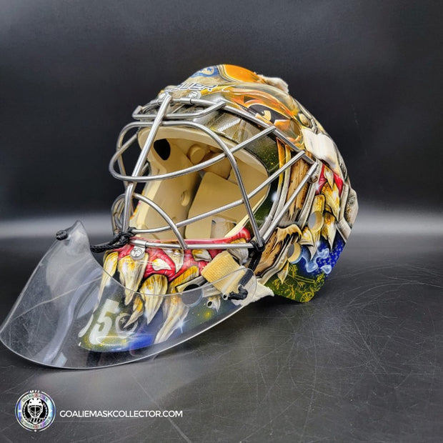 Pekka Rinne Goalie Mask Game Worn 2014-15 Nashville Predators "General Maximus" Vezina Nominee Season Painted by Daveart on Bauer Shell Photo-matched