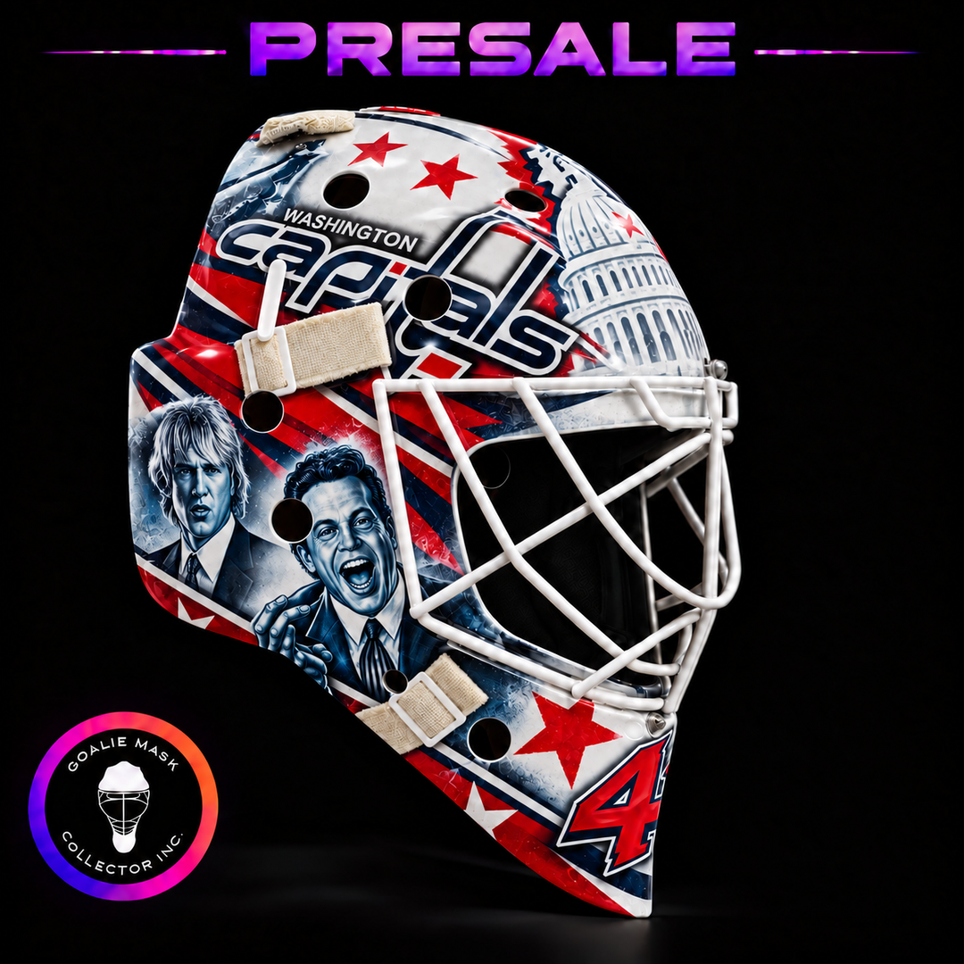 Presale: Logan Thompson Goalie Mask Unsigned 2027 Washington Wedding Crashers MATTE Finish Tribute