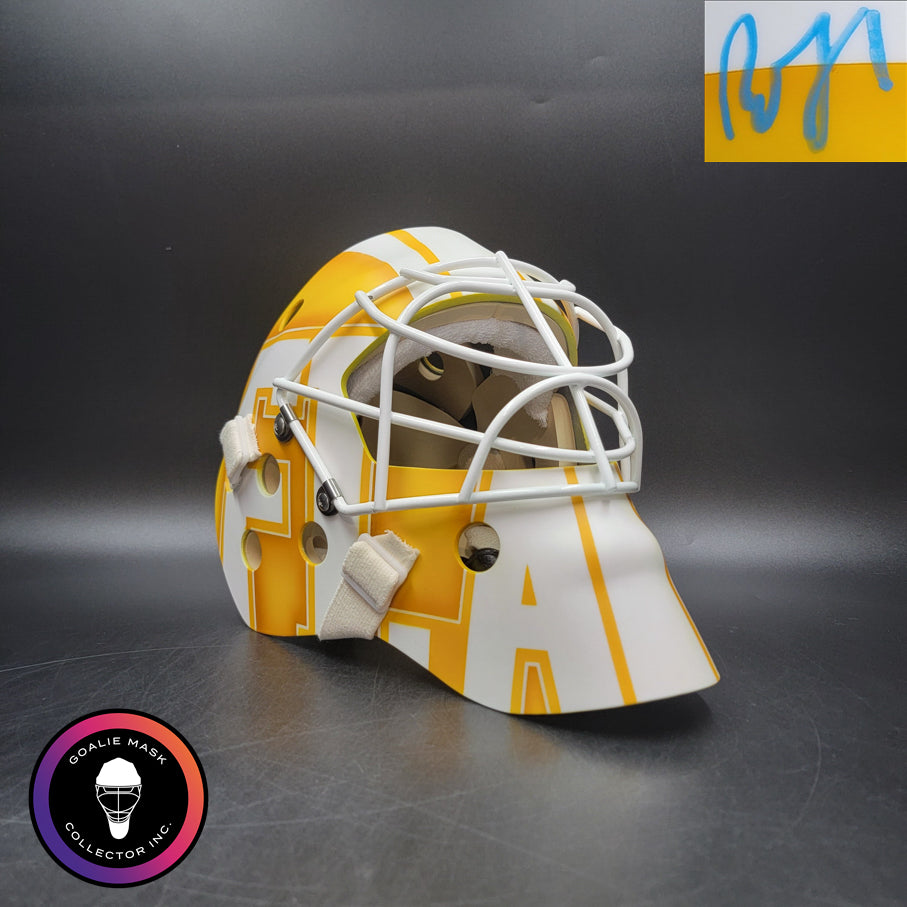 Roberto Luongo Goalie Mask Signed 2015 16 Florida "WHITE and GOLD" Signature Edition Tribute. Goalie Mask Collector.