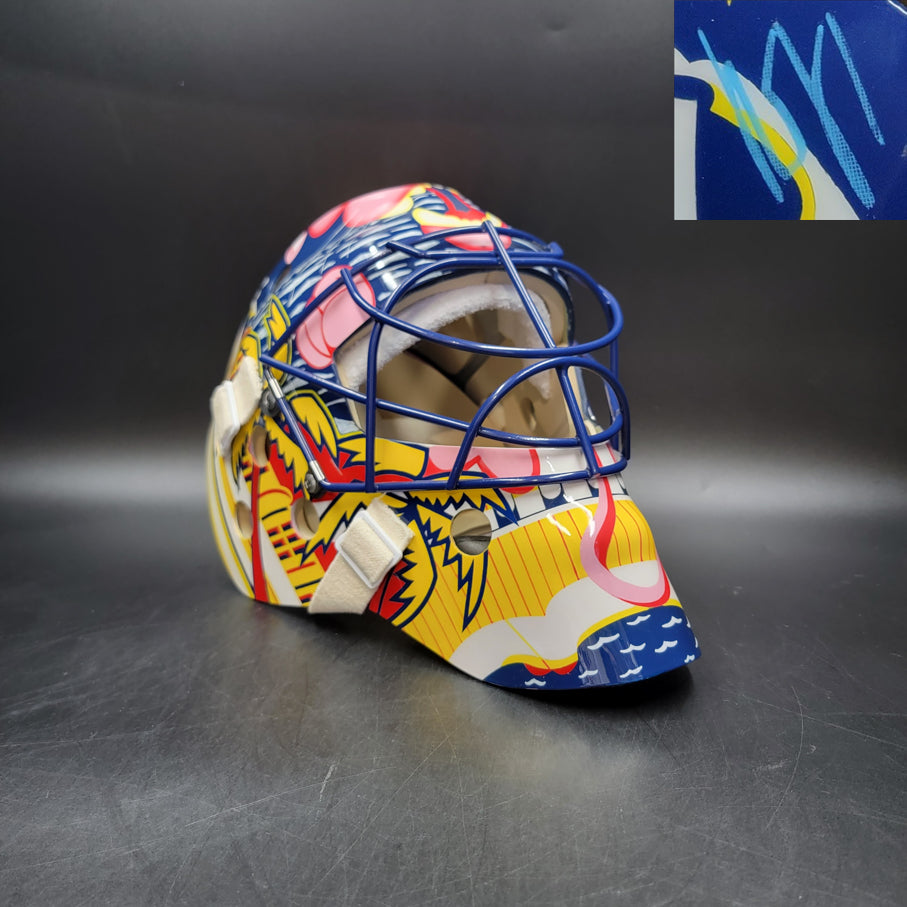 Roberto Luongo Goalie Mask Signed 2001 Florida V2 Pink Panther Signature Edition Tribute. Goalie Mask Collector.