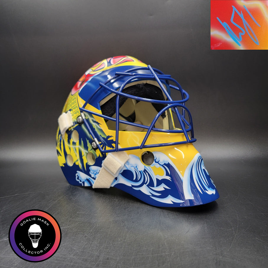Roberto Luongo Goalie Mask Signed Florida V1 Pink Panther Signature Edition Tribute. Goalie Mask Collector.