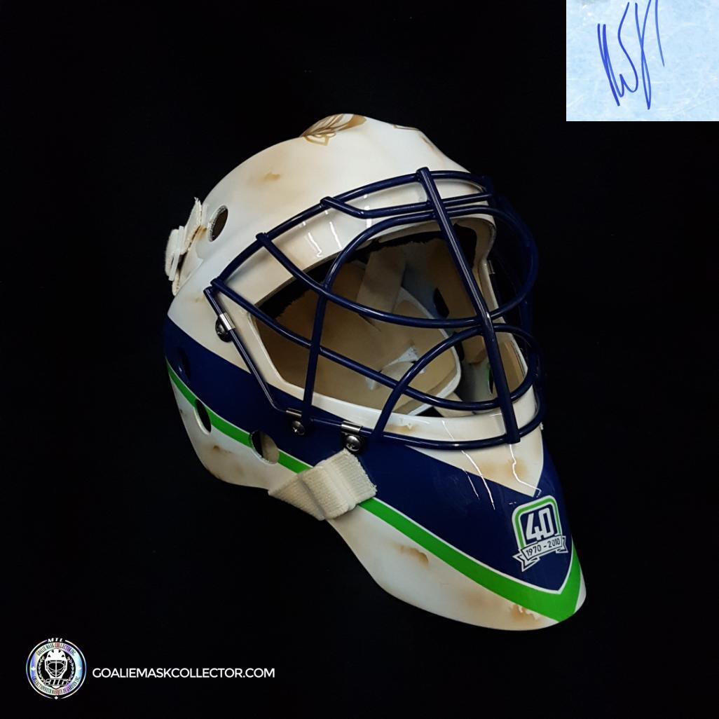 Roberto Luongo Signed Goalie Mask Vancouver 50th Anniversary Signature Edition Tribute. Goalie Mask Collector.