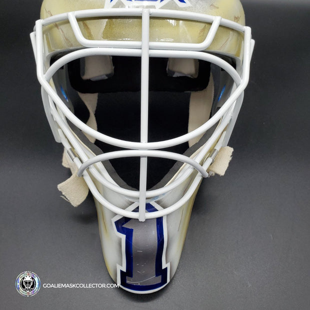 Roberto Luongo Signed Goalie Mask Backup Practice Worn 2008 Vancouver Canucks Lefebvre Protechsport Painted by Marlene Ross-AS-02695