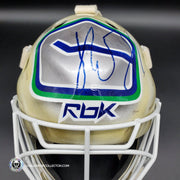 Roberto Luongo Signed Goalie Mask Backup Practice Worn 2008 Vancouver Canucks Lefebvre Protechsport Painted by Marlene Ross-AS-02695