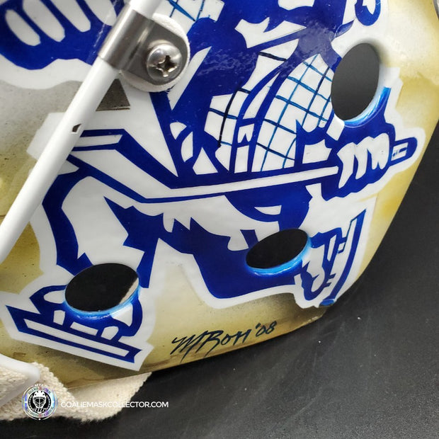 Roberto Luongo Signed Goalie Mask Backup Practice Worn 2008 Vancouver Canucks Lefebvre Protechsport Painted by Marlene Ross-AS-02695