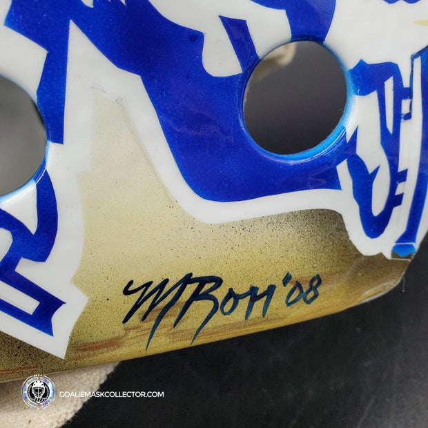 Roberto Luongo Signed Goalie Mask Backup Practice Worn 2008 Vancouver Canucks Lefebvre Protechsport Painted by Marlene Ross-AS-02695