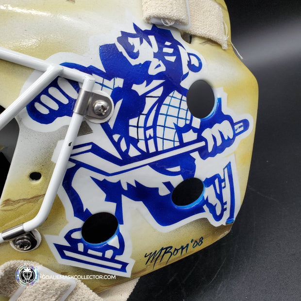 Roberto Luongo Signed Goalie Mask Backup Practice Worn 2008 Vancouver Canucks Lefebvre Protechsport Painted by Marlene Ross-AS-02695