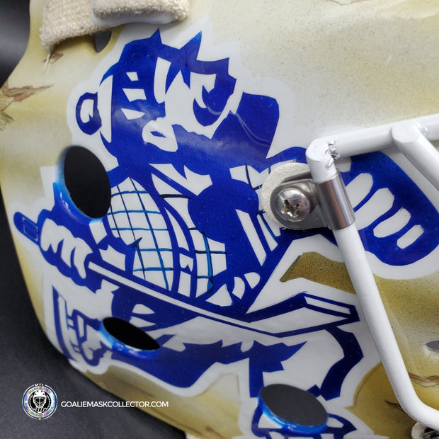 Roberto Luongo Signed Goalie Mask Backup Practice Worn 2008 Vancouver Canucks Lefebvre Protechsport Painted by Marlene Ross-AS-02695