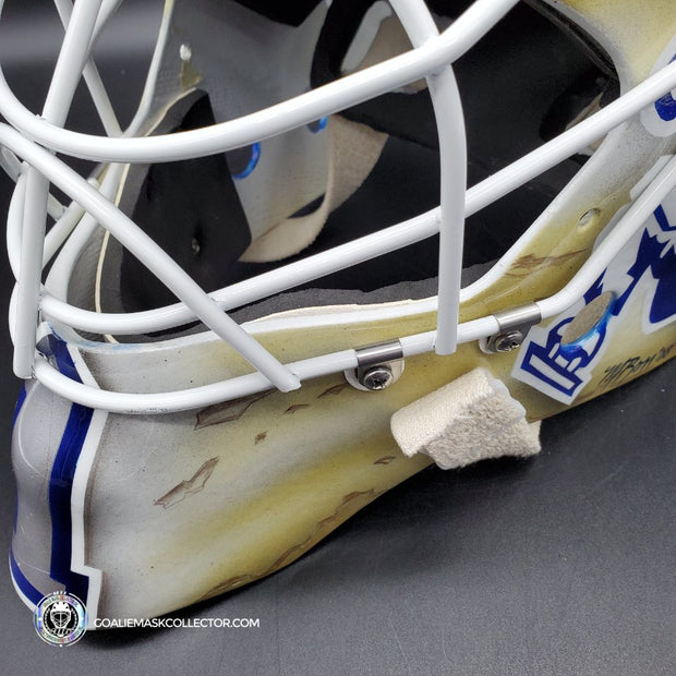 Roberto Luongo Signed Goalie Mask Backup Practice Worn 2008 Vancouver Canucks Lefebvre Protechsport Painted by Marlene Ross-AS-02695