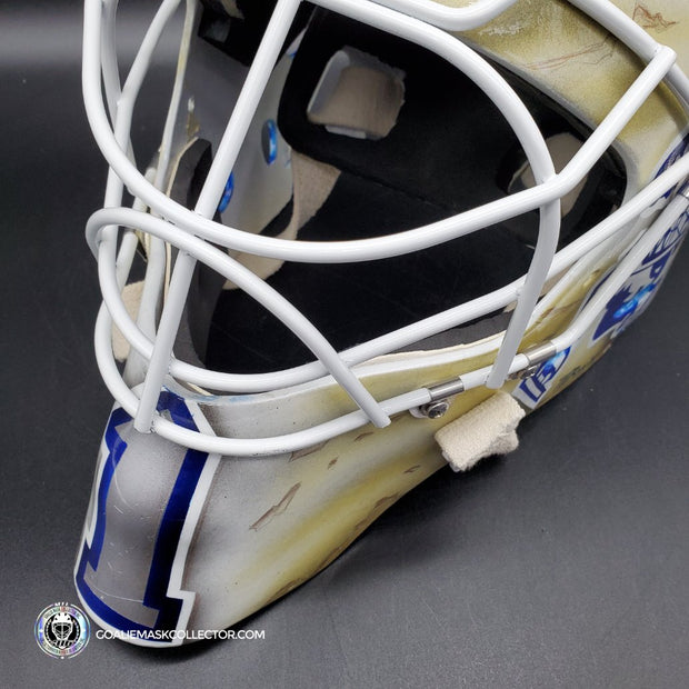 Roberto Luongo Signed Goalie Mask Backup Practice Worn 2008 Vancouver Canucks Lefebvre Protechsport Painted by Marlene Ross-AS-02695