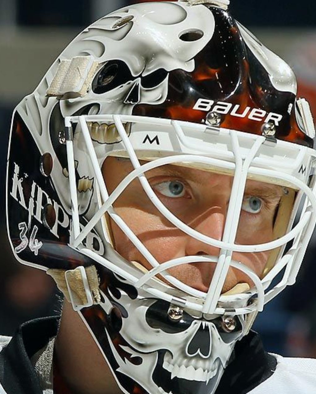 Miikka Kipper Kiprusoff Signed Goalie Mask Calgary V4 2012 White