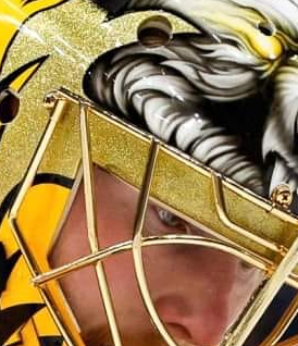 Presale: Joonas Korpisalo Goalie Mask Unsigned Boston 2024 Tribute + 24K Gold Grill