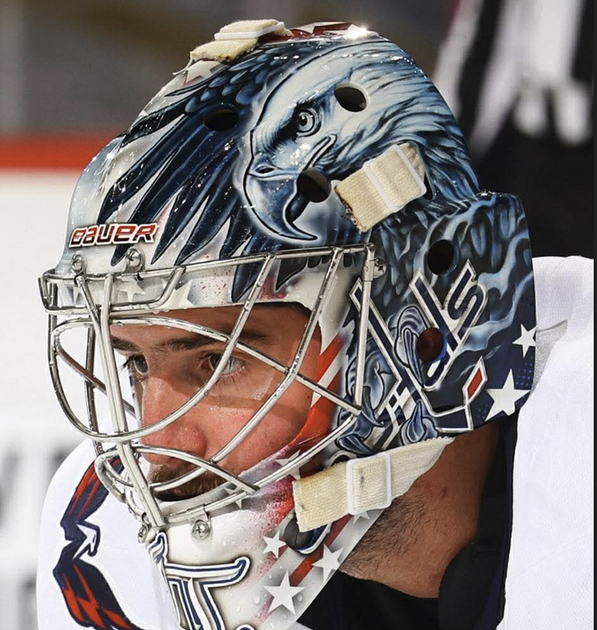 Presale: Logan Thompson Goalie Mask Unsigned 2024-25 Washington Abraha ...