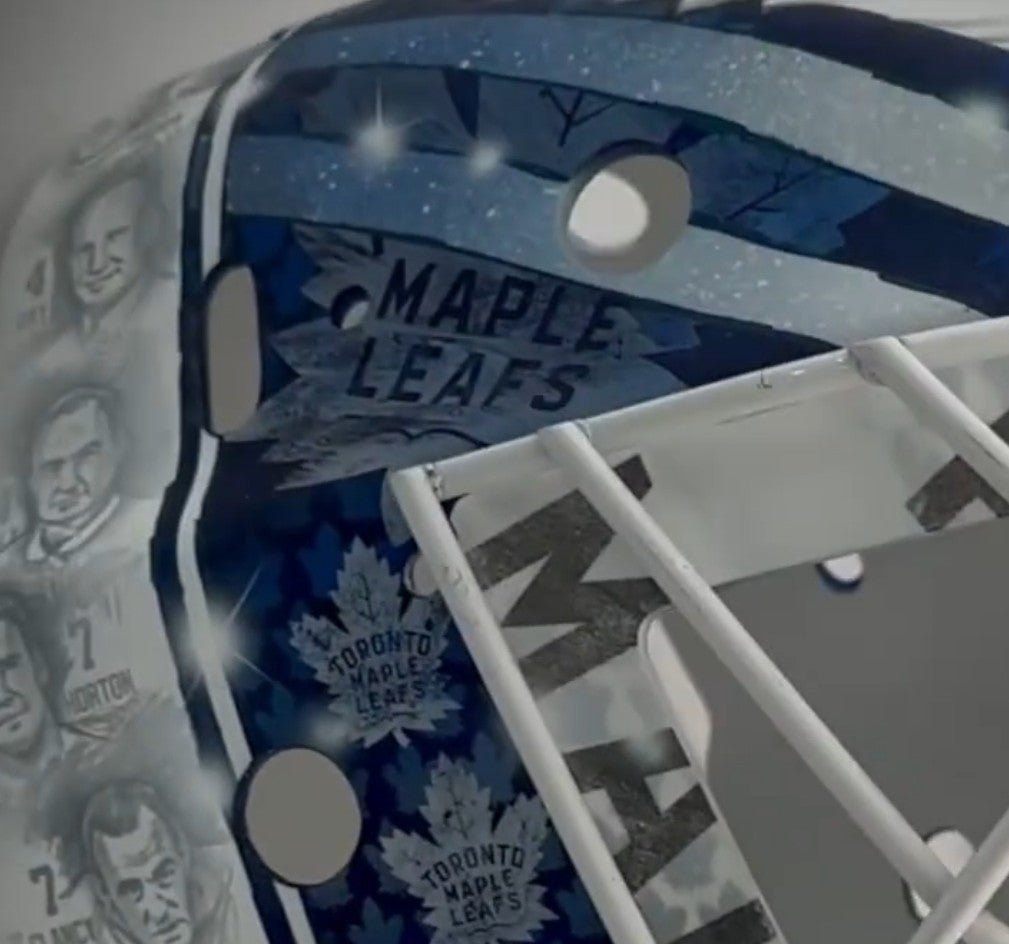 Detail view for Ilya Samsonov Signed Goalie Mask 2024 Leafs Legends Toronto Tribute Signature Edition. Goalie Mask Collector.