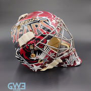 Semyon Varlamov Goalie Mask Game Worn 2008-09 Washington Capitals Rookie Season and Bears Itech Photo-Matched COA by Washington Capitals Organization AS-03408