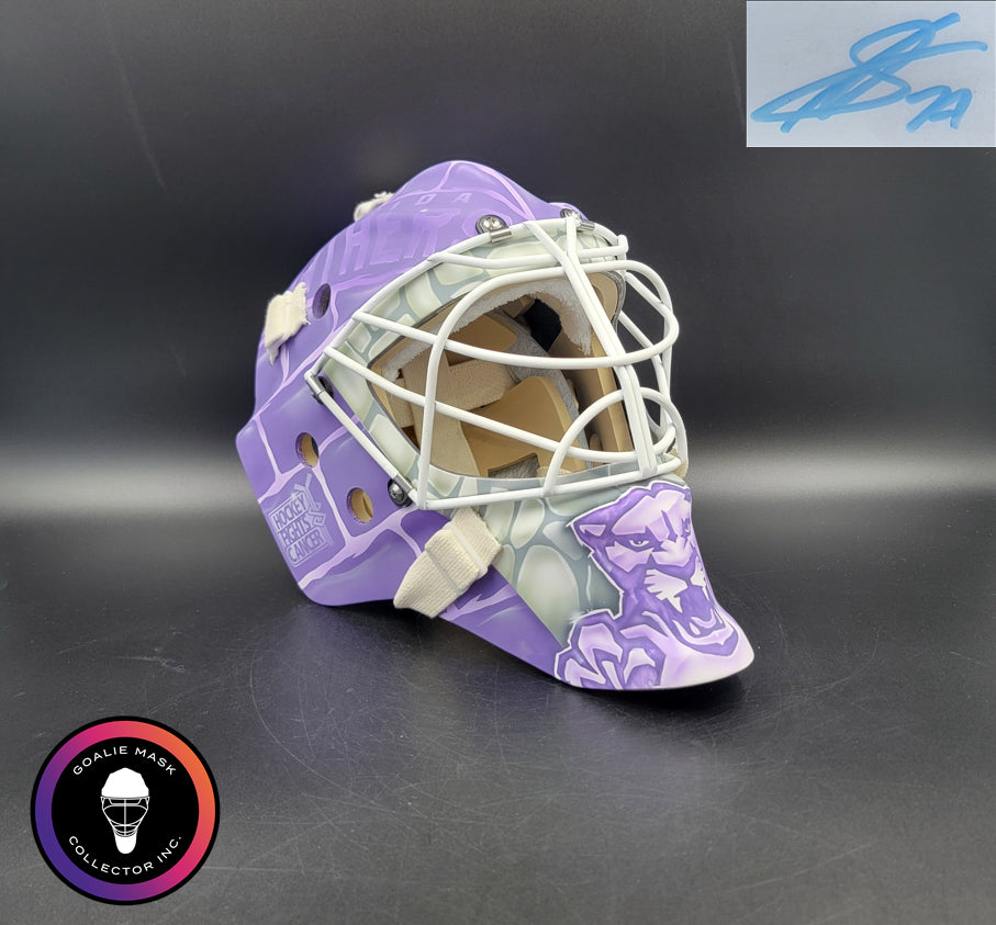Sergei Bobrovsky Signed Goalie Mask Florida HFC Hockey Fights Cancer Purple Signature Edition Autographed