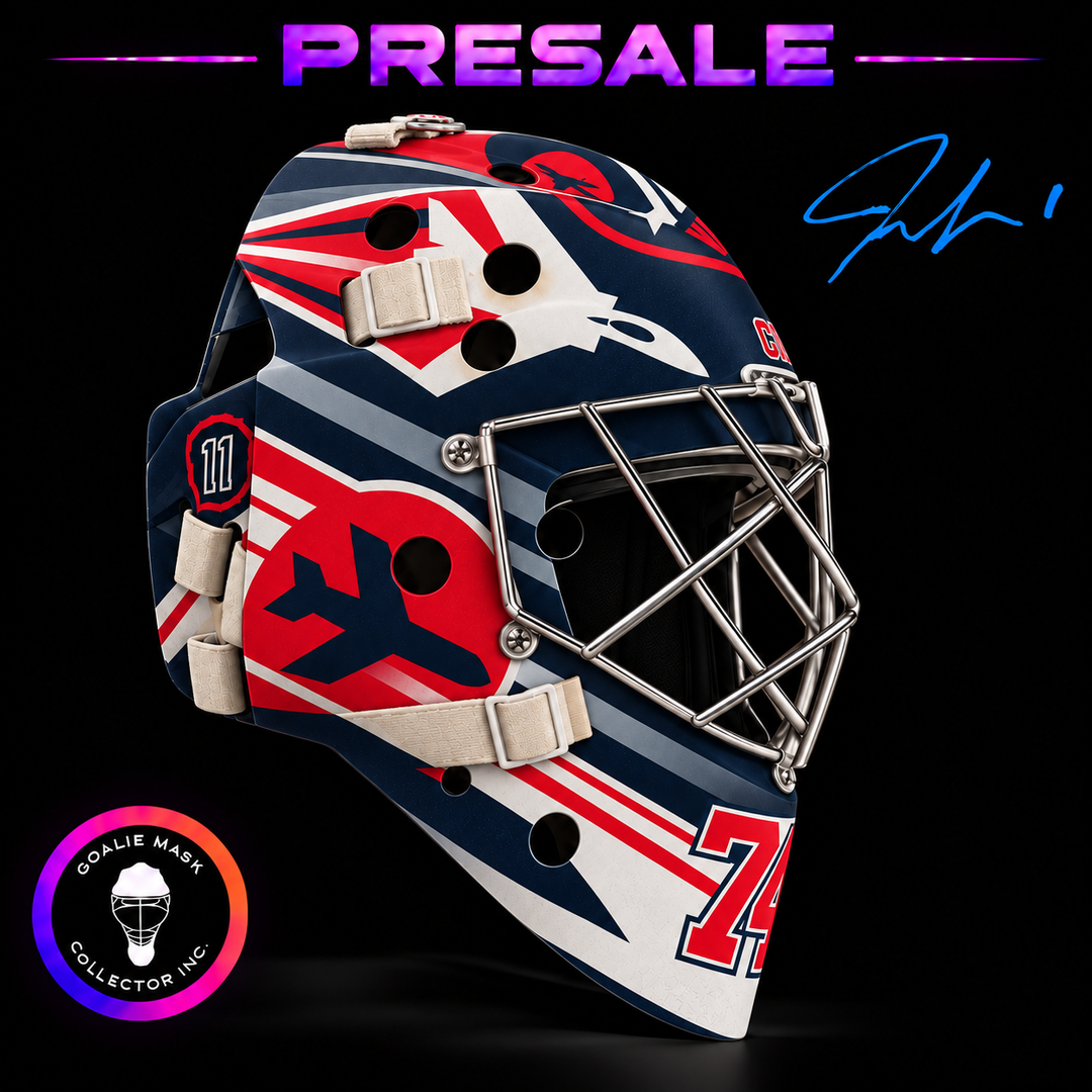 Stuart Skinner 2027 Winnipeg Vintage Matte signed goalie mask presale Signature Edition