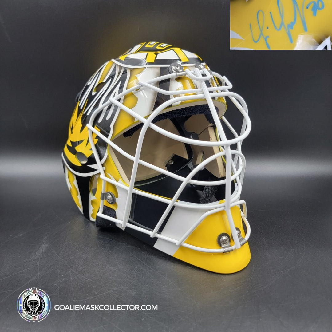 Tim Thomas MAGE Goalie Mask Boston 2009 Vezina Yellow Bear Signature Edition Painted on Sportmask Shell