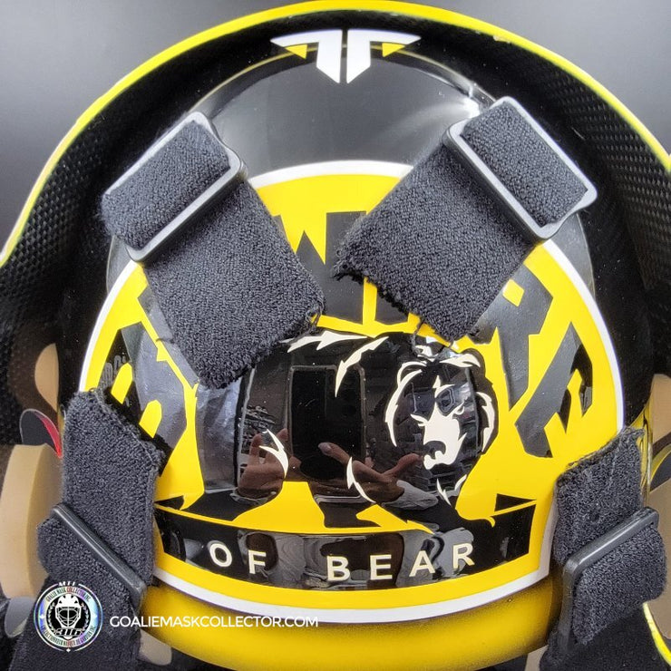 Tim Thomas MAGE Goalie Mask Boston 2009 Vezina Yellow Bear Signature Edition Painted on Sportmask Shell
