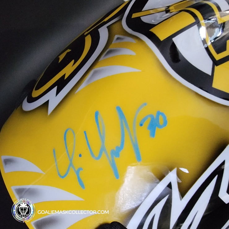 Tim Thomas MAGE Goalie Mask Boston 2009 Vezina Yellow Bear Signature Edition Painted on Sportmask Shell