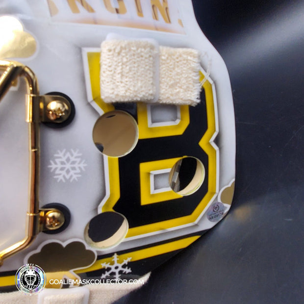 Tuukka Rask Signed Goalie Mask 2019 Winter Classic Boston Fighting Irish Notre Dame Signature Edition + 24k Gold Plated Grill