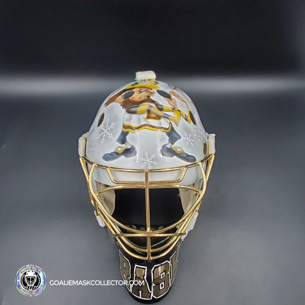 Tuukka Rask Signed Goalie Mask 2019 Winter Classic Boston Fighting Irish Notre Dame Signature Edition + 24k Gold Plated Grill
