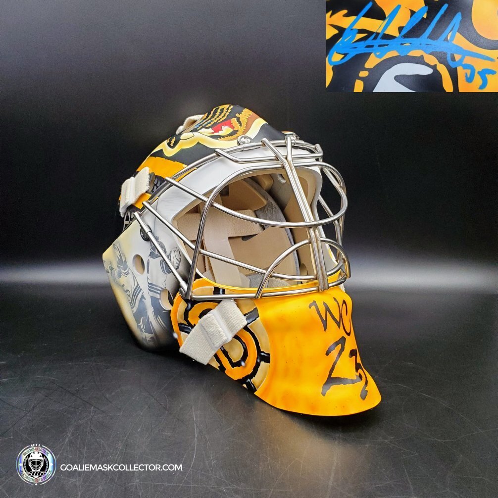 Ullmark & Swayman Tandem Signed Goalie Mask 2022-2023 Boston Winter Classic Tribute Signed by ULLMARK ONLY Signature Edition Autographed