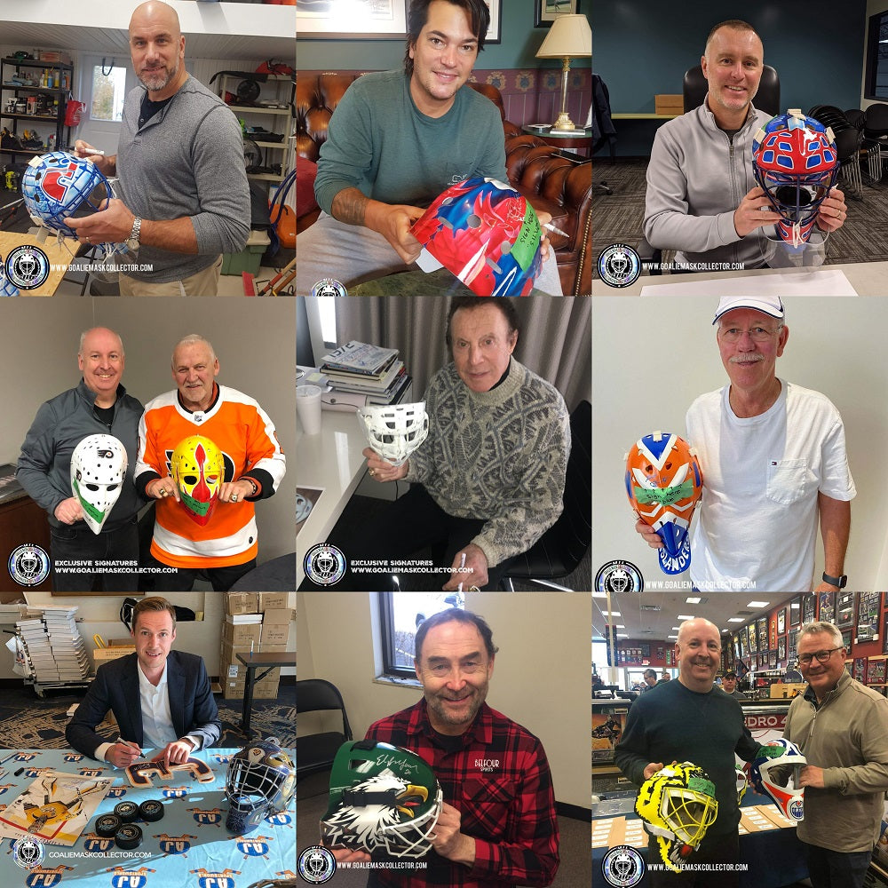 Goalie Mask Collector Wall of Fame: NHL goalie autograph signings and collector moments, collage 11