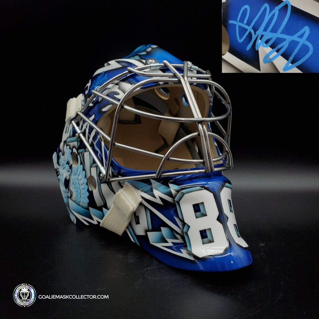 Andrei Vasilevskiy Signed Goalie Mask Tampa Bay 2021 Signature Edition. Goalie Mask Collector.