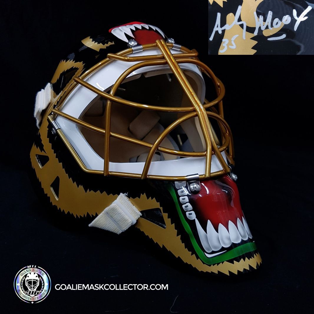 Andy Moog Signed Goalie Mask Dallas Golden Bear V1 Signature Edition. Goalie Mask Collector.