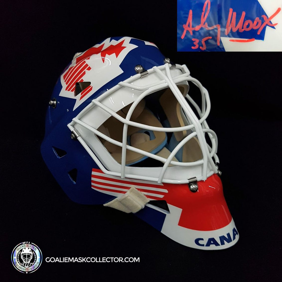 Andy Moog Signed Goalie Mask Team Canada 1988 Olympics Signature Edition. Goalie Mask Collector.